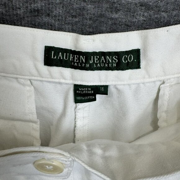 Lauren Jeans Co. Ralph Lauren Womens White Cotton Chino‎ Shorts Size 16 Casual - Picture 5 of 10
